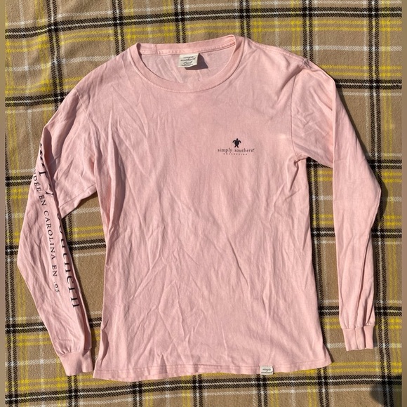 Simply Southern Tops - Simply Southern 100% Cotton Pale Pink Long Sleeve with Turtle Back Graphic
